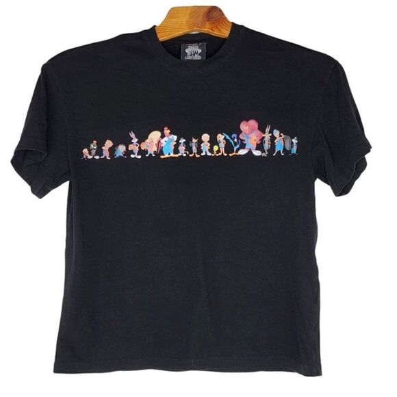 Space Jam Men's T-Shirt Size Small Black Loony Toons Characters Front Print - Picture 1 of 7